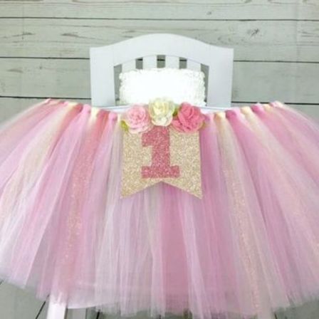 Pink high chair tutu skirt cheap